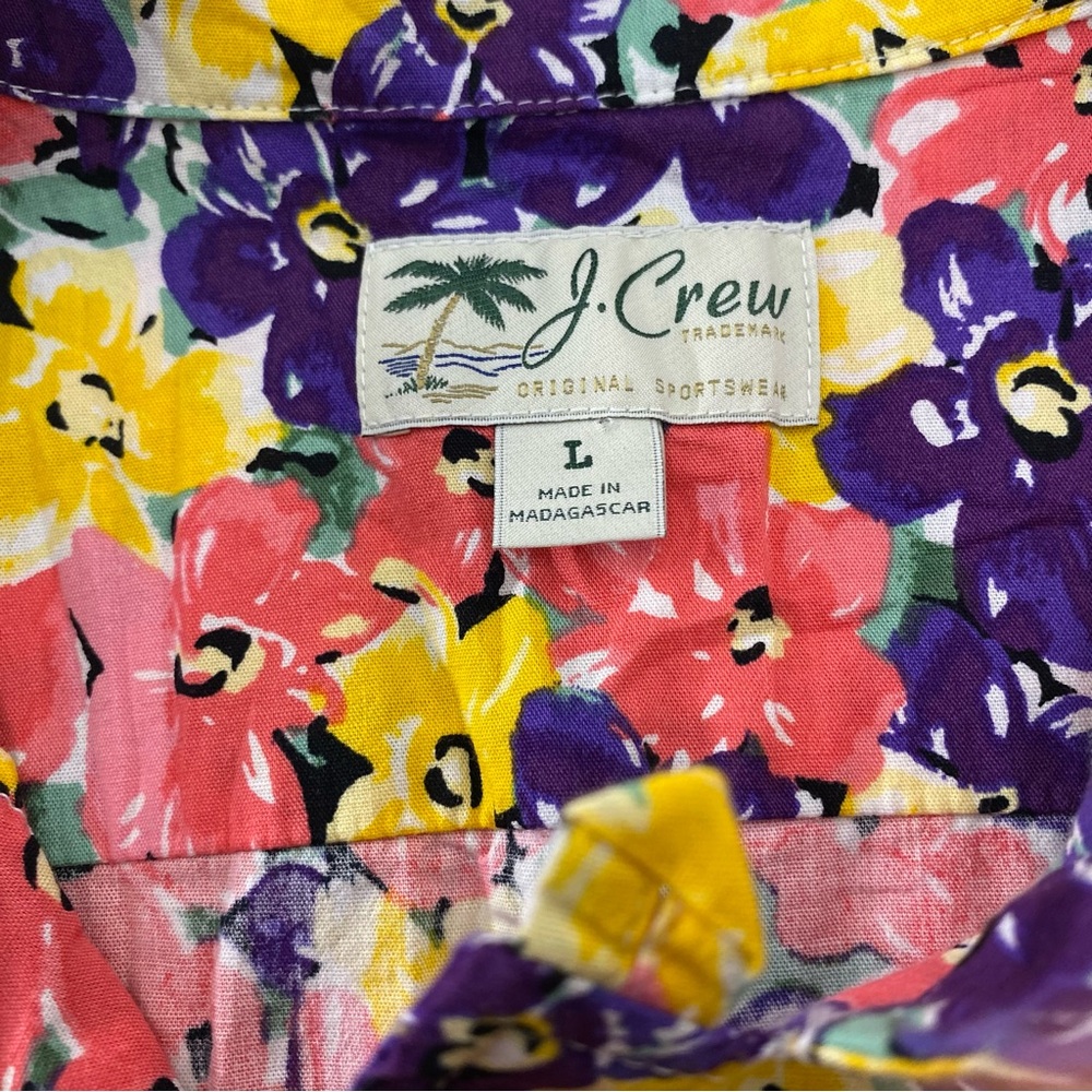 J Crew NWT Shirt Mens L Beach Hawaiian Floral AOP Short Sleeve Camp Collar Loop - Picture 6 of 11